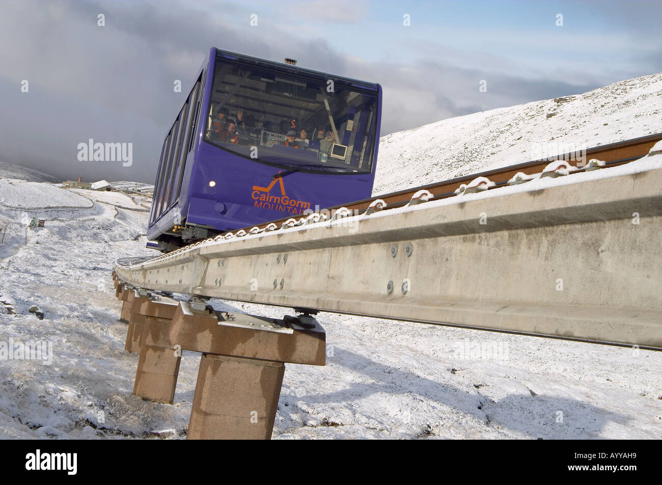 Funiculaire en hiver - montagnes de Cairngorm, Ecosse Banque D'Images