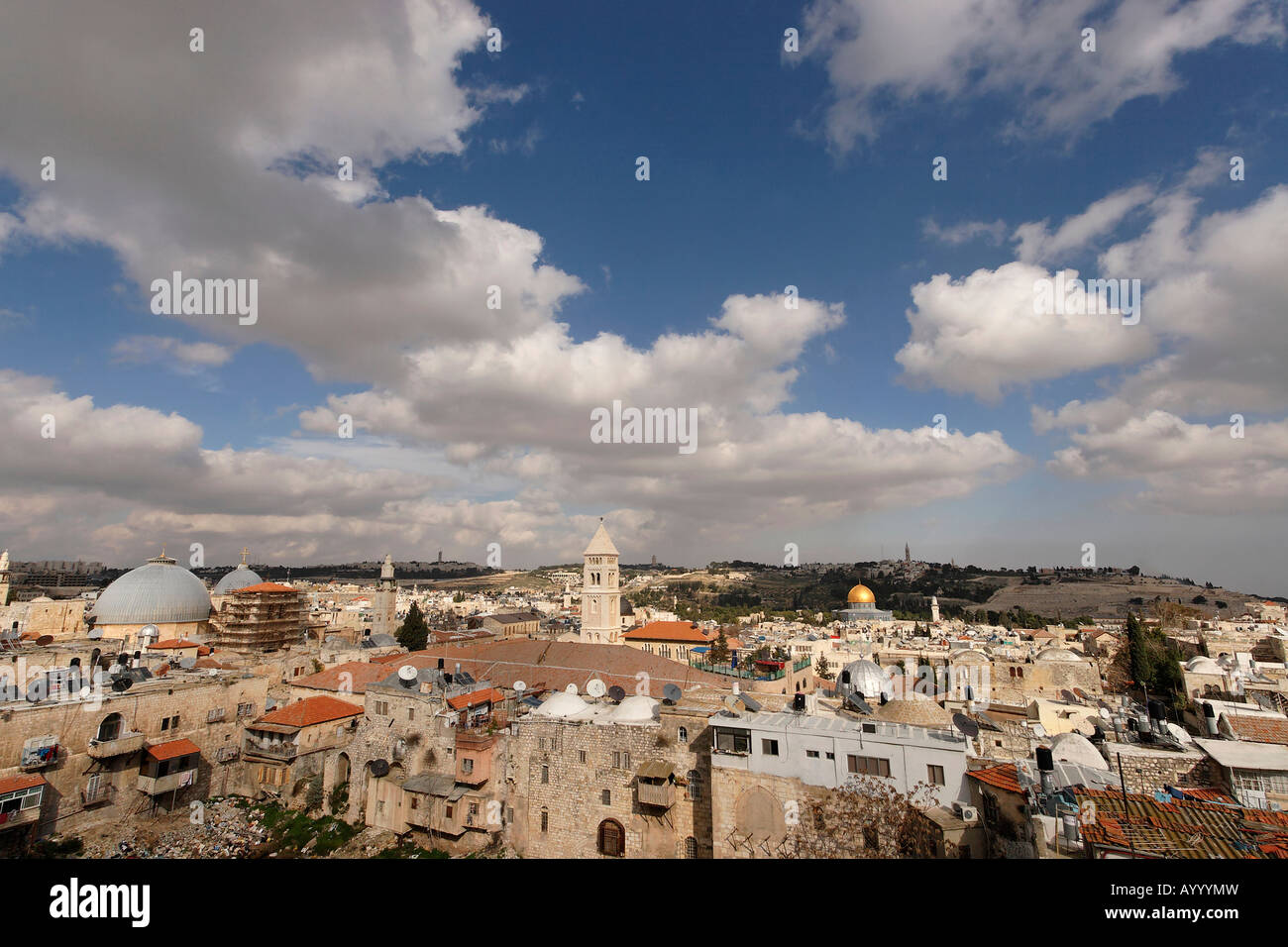 Israël Jérusalem Vue de la Vieille Ville Mont des Oliviers est dans l'arrière-plan Banque D'Images