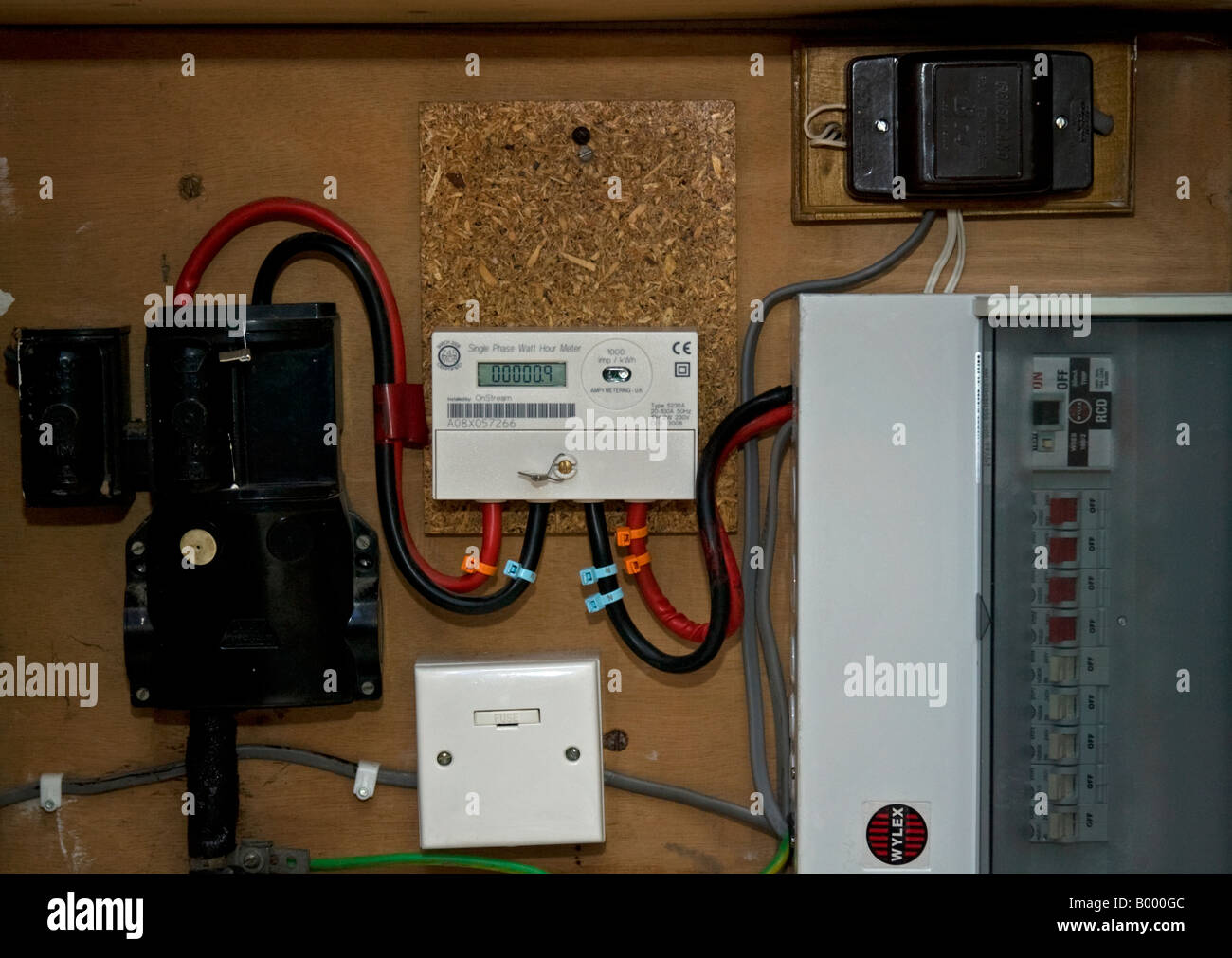 Compteur électrique et fusibles dans la chambre Photo Stock - Alamy