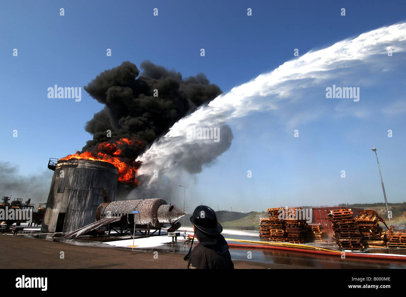 Port de Rotterdam Maasvlakte Falck Risc d'incendie et de sécurité des installations de formation Banque D'Images