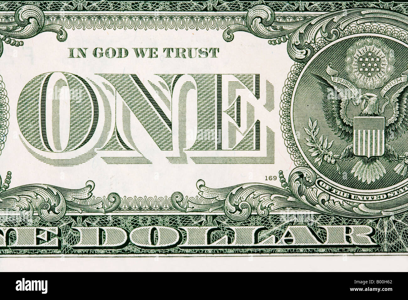 Détail d'un 1 Dollar bank note in God we trust Banque D'Images