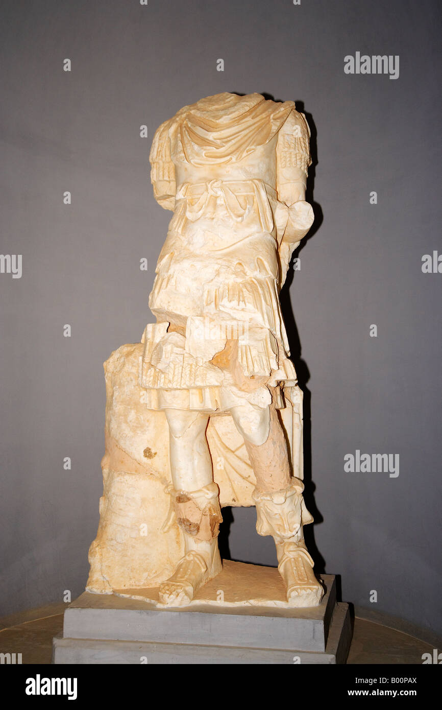 Statue en marbre dans le musée à Leptis Magna, Libye, Afrique du Nord Banque D'Images