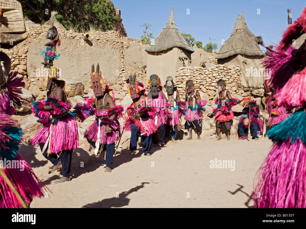 Mali, Pays Dogon, Tereli. Un masque de danse au village Dogon de Tereli. Banque D'Images