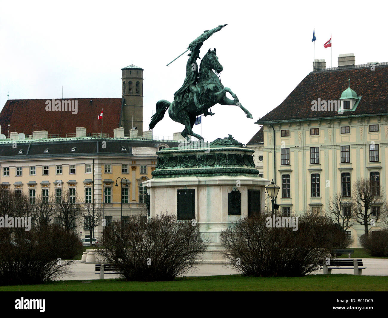 Statue équestre de l'Archiduc Karl en Helden Platz, à l'extérieur de la Hofburg, Vienne, Autriche Banque D'Images