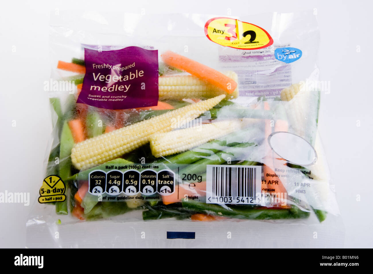 Paquet de légumes de supermarché Banque D'Images