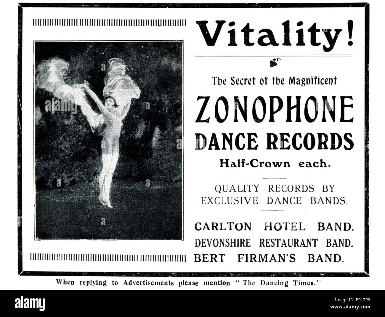1920 Publicité pour Zonophone Records 1927 pour un usage éditorial uniquement Banque D'Images