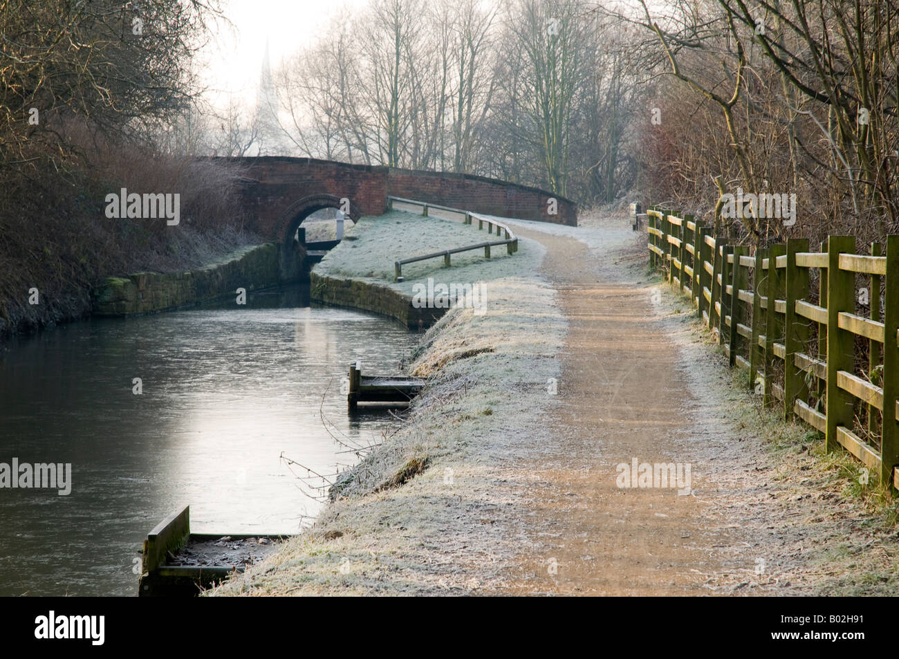 Frosty Canal Chesterfield Banque D'Images