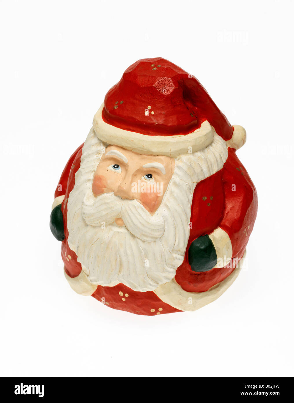 Santa Claus figurine en bois sur fond blanc Banque D'Images