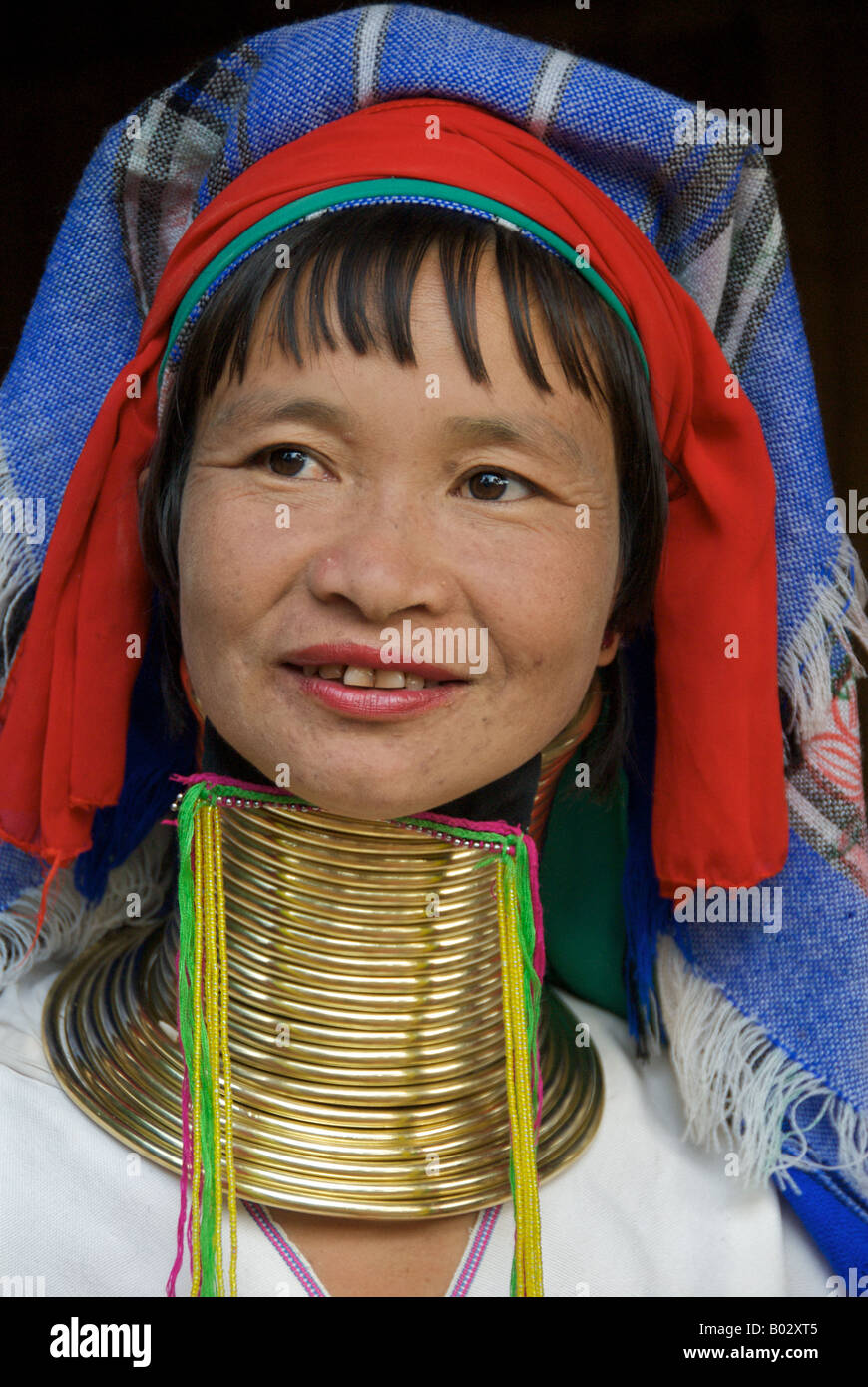 Portrait long cou femme Karen Hill tribe Province de Chiang Rai dans le Nord de la Thaïlande Banque D'Images