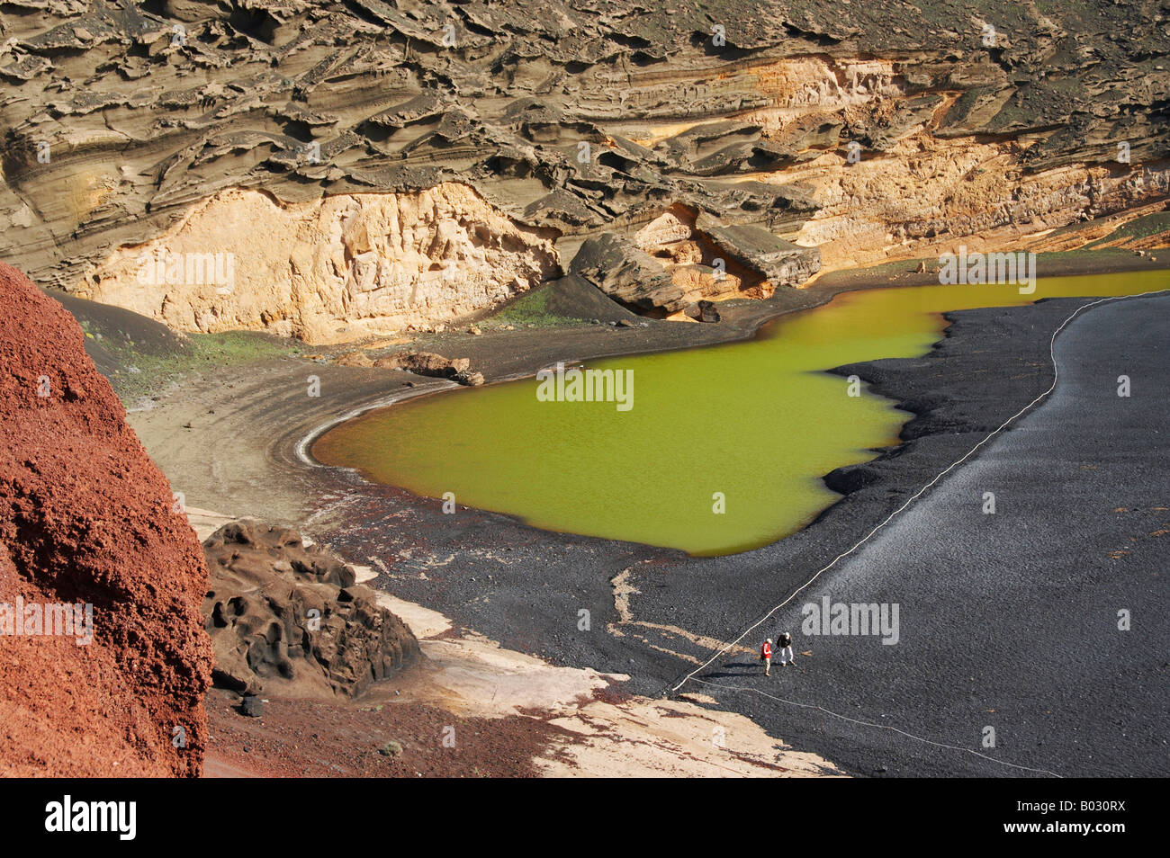 Lanzarote : personnes près de Green Lagoon à El Golfo sur la côte ouest Banque D'Images