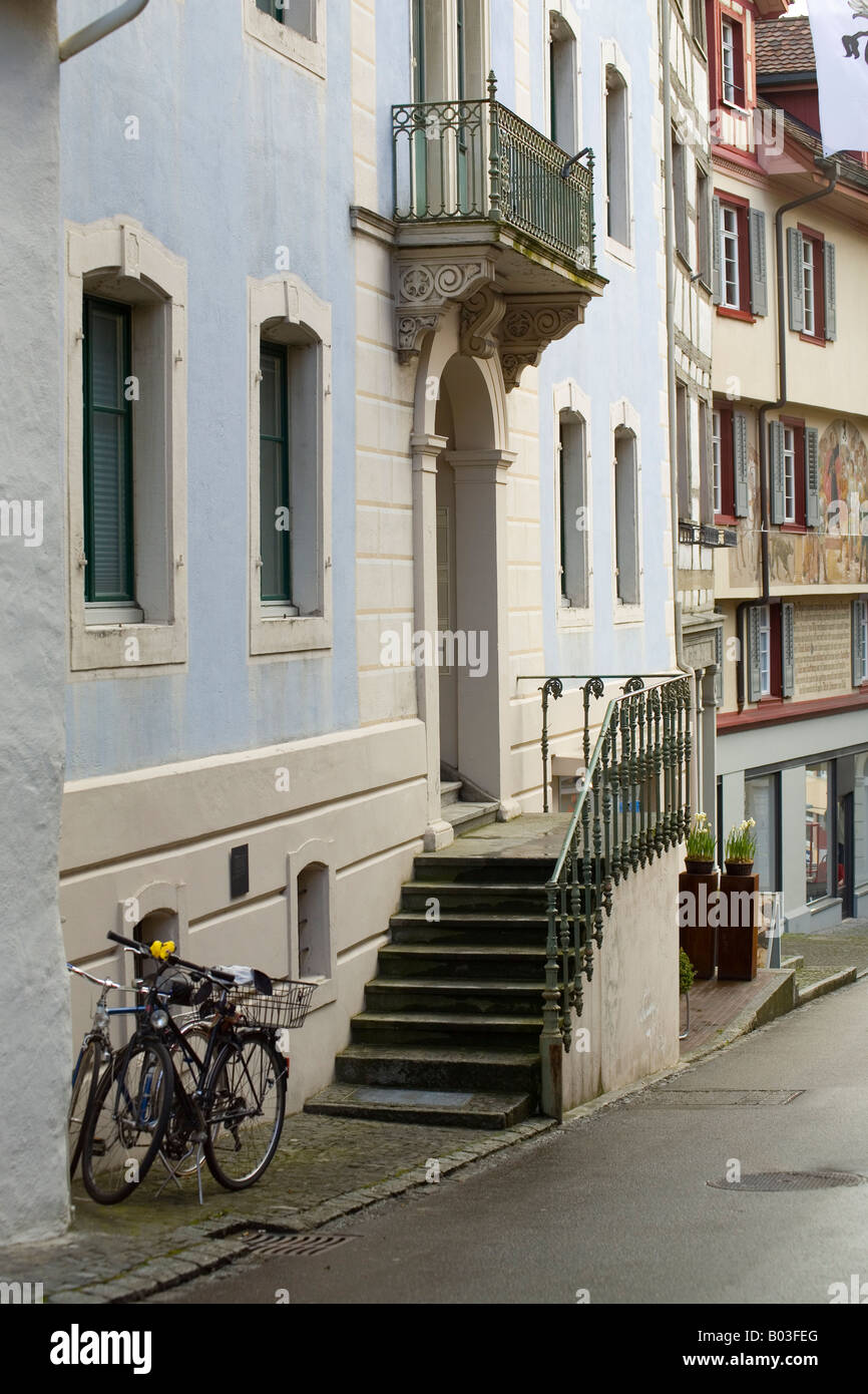 Scène de rue dans la vieille ville de Wil, Suisse Banque D'Images