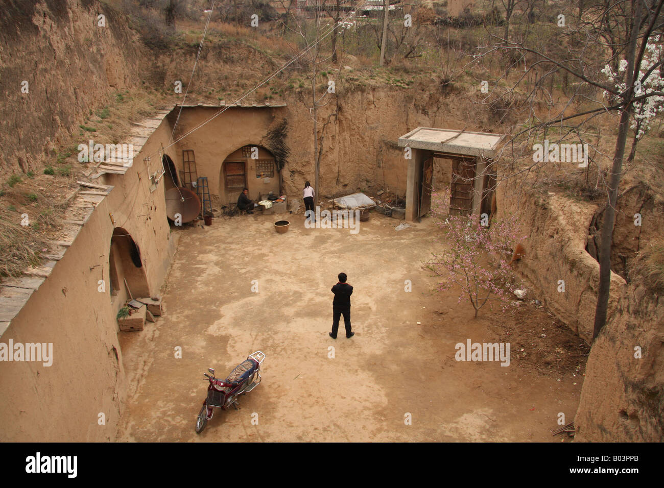 Maison grotte,Yichuan County, Yan'an, Chine Banque D'Images