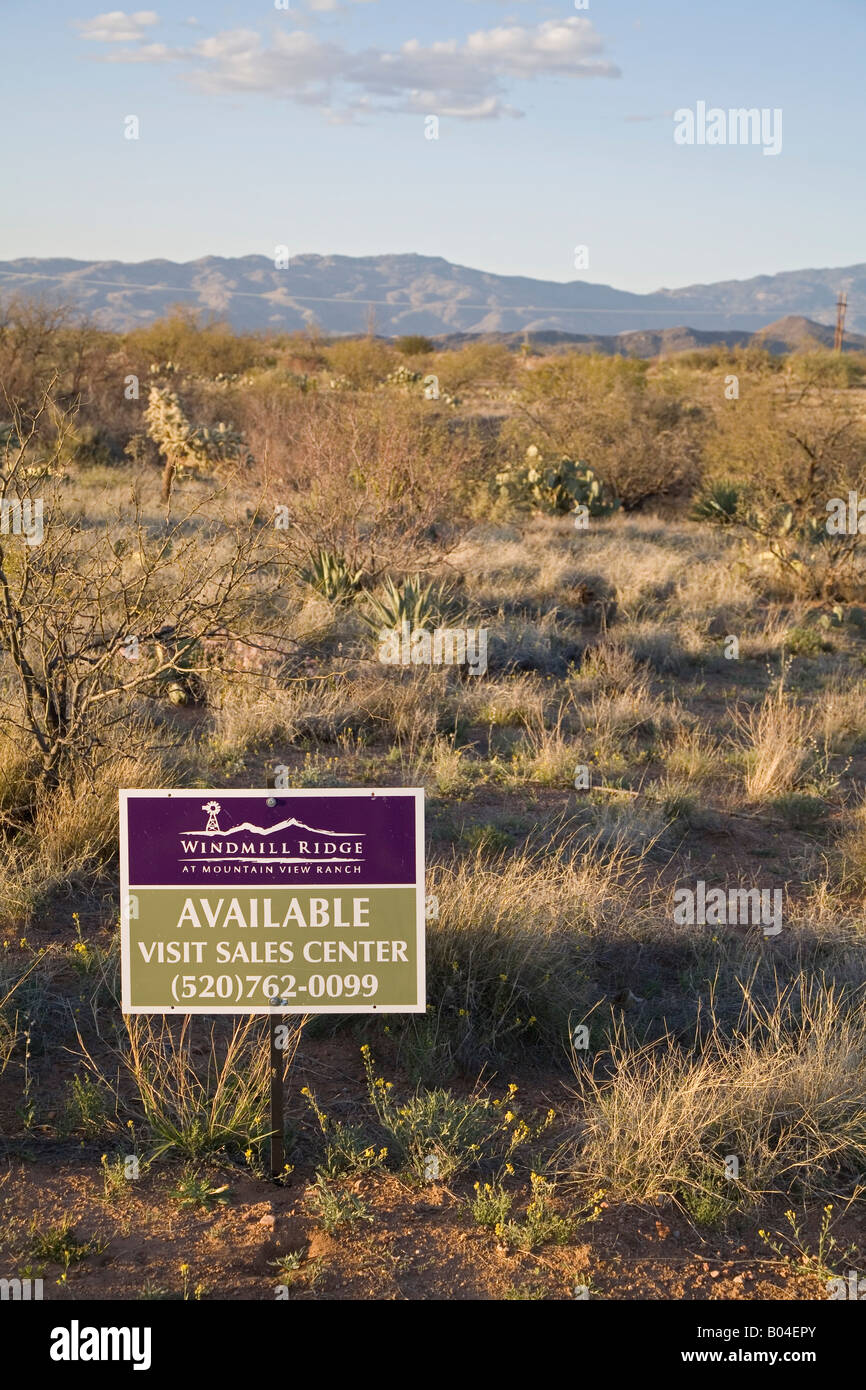 Sur la montagne Arizona beaucoup dans un nouveau lotissement de sont mis en vente dans le désert juste à l'est de Tucson Banque D'Images