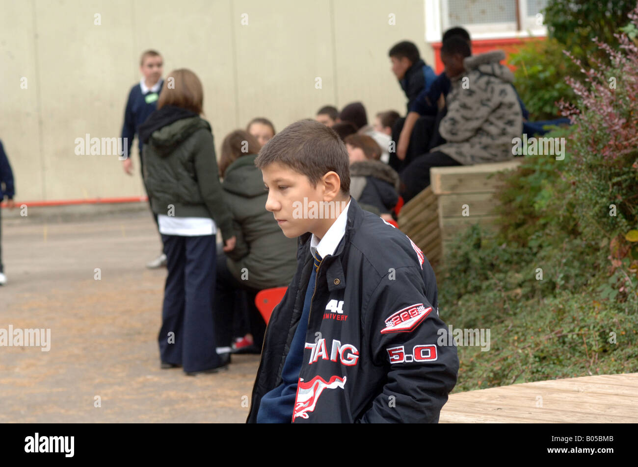 Première journée à l'école pour un garçon polonais,Point de départ l'école, Bolton Banque D'Images