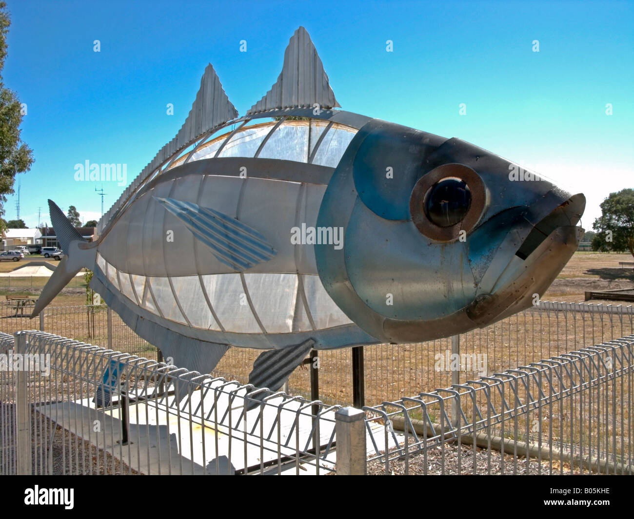 Edenhope, sculpture de poisson Banque D'Images