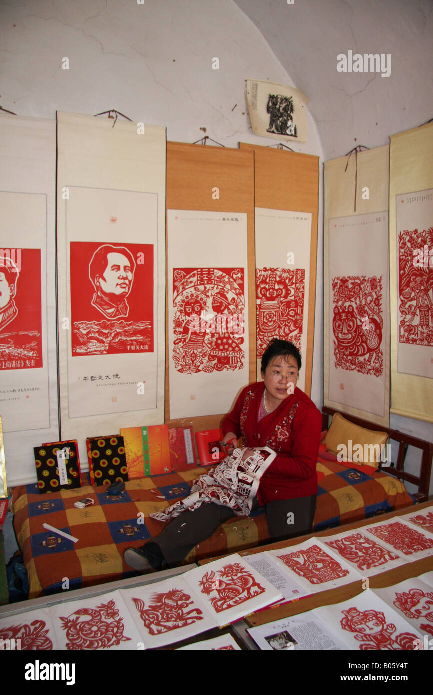 Coupe papier célèbre artiste, Yan'an, Chine Banque D'Images