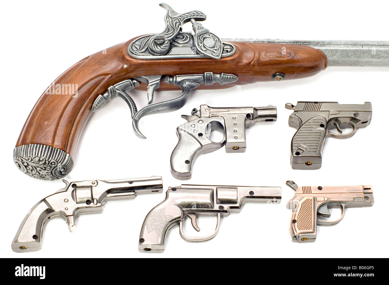 Sur l'outil objet blanc pistolet briquet Banque D'Images