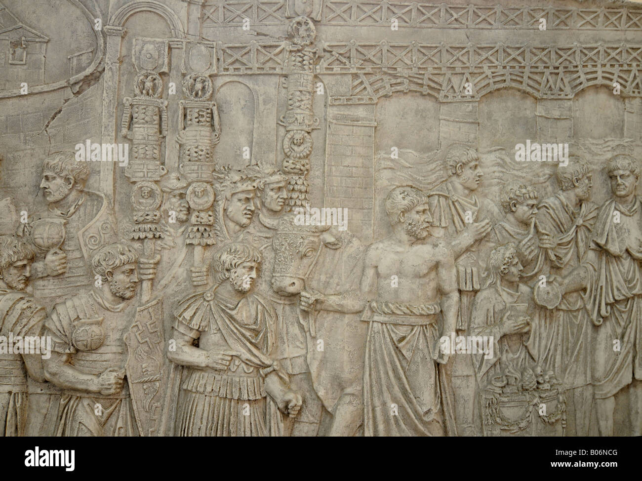 Un bas-relief sur l'affichage dans le musée national de Damas, Syrie. Banque D'Images