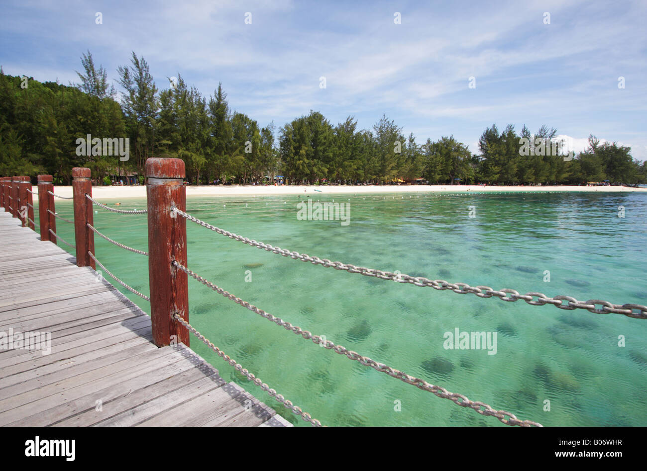 Jetée sur Pulau Manukan, Parc National de Tunku Abdul Rahman, Kota Kinabalu, Sabah, Bornéo Malaisien Banque D'Images