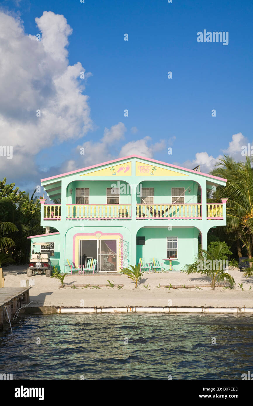 Caye Caulker, Belize, Beach front house Banque D'Images