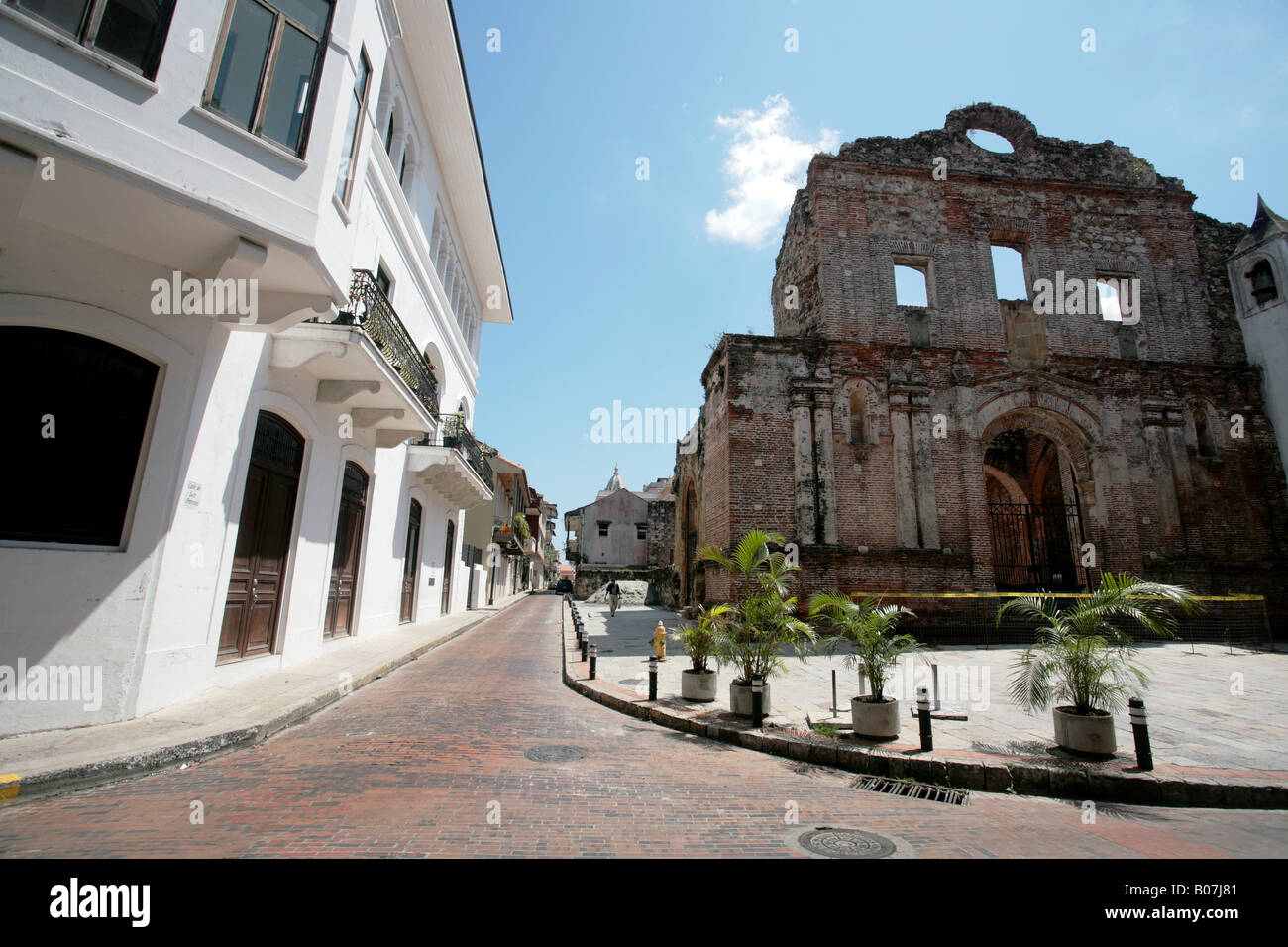 La ville de Panama Vieille Ville ou Casco Viejo, couvent de Santo Domingo. Banque D'Images