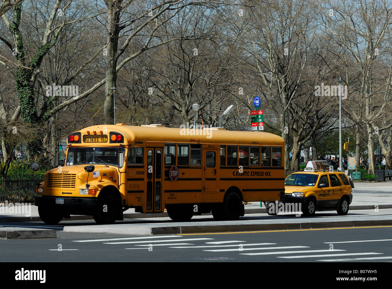 Bus scolaire à New York City Banque D'Images