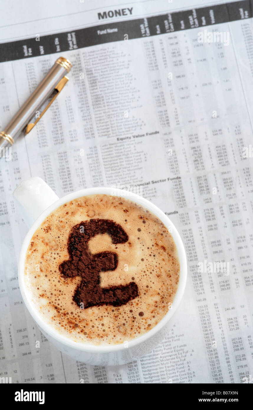 Symbole de la livre sterling dans le café Banque D'Images