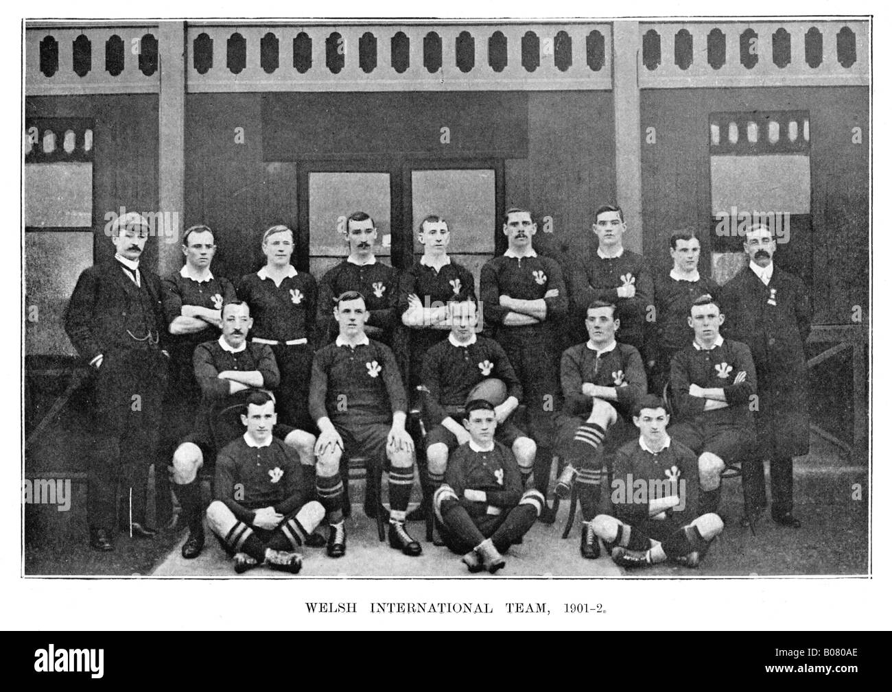 Pays de Galles 1902 Photo de l'équipe de rugby international gallois qui a remporté la triple couronne cette saison Banque D'Images