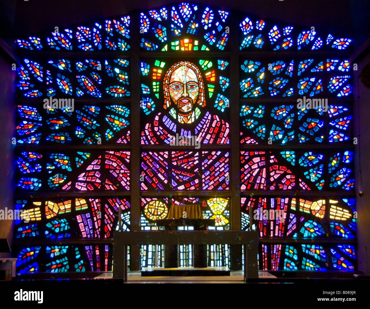 Vitrail de l'abbaye de Buckfast à Buckfastleigh Devon Banque D'Images