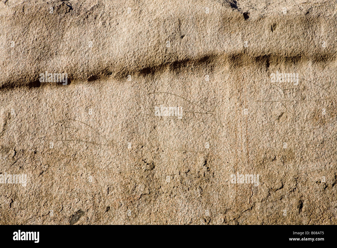 Pictogrammes sur la paroi de la carrière sur le site de l'Obélisque Unfinsihed, Assouan, Egypte Banque D'Images