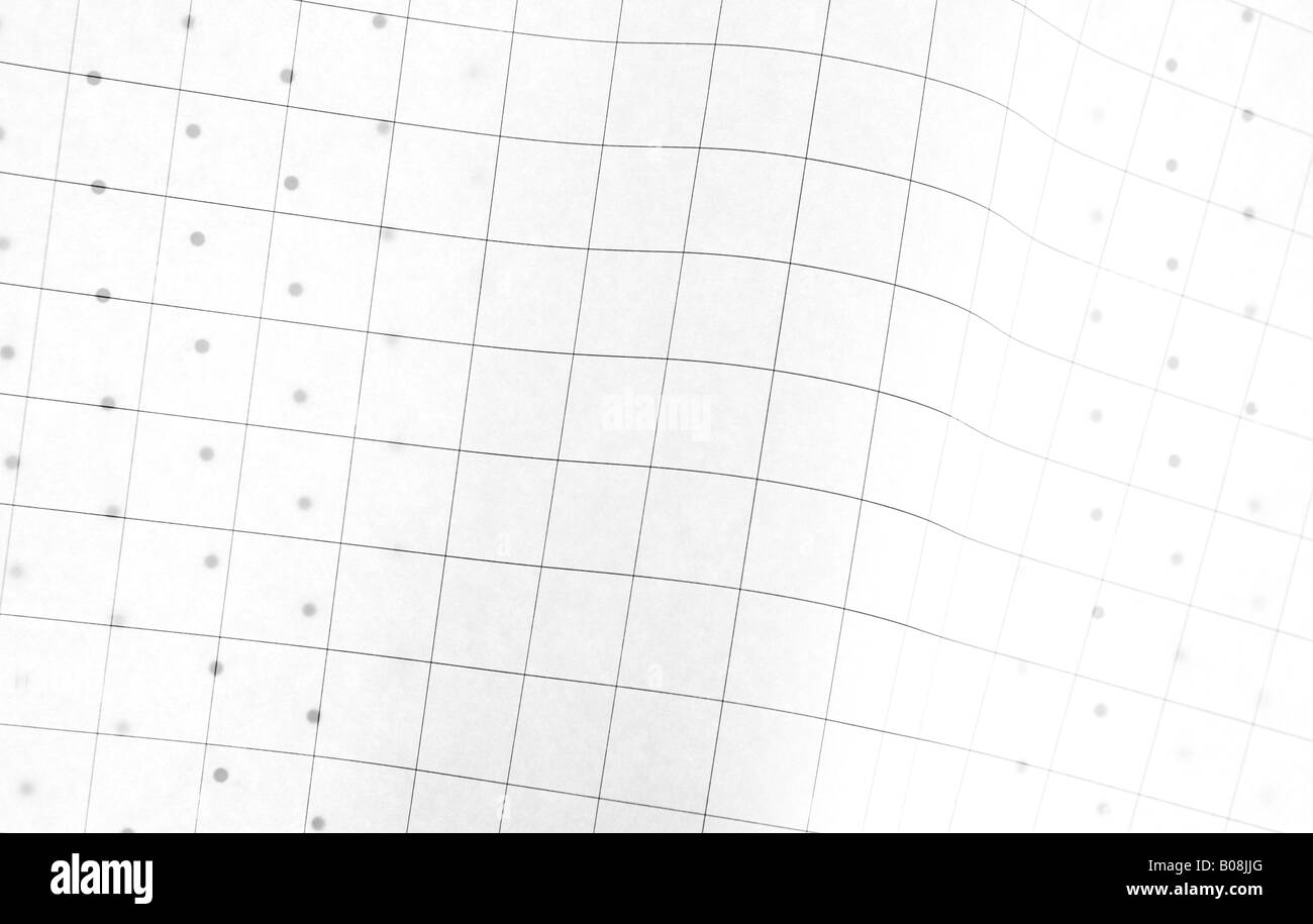 Une feuille de papier quadrillé ordinaire sur une feuille de papier graphique par points, rétroéclairé Banque D'Images