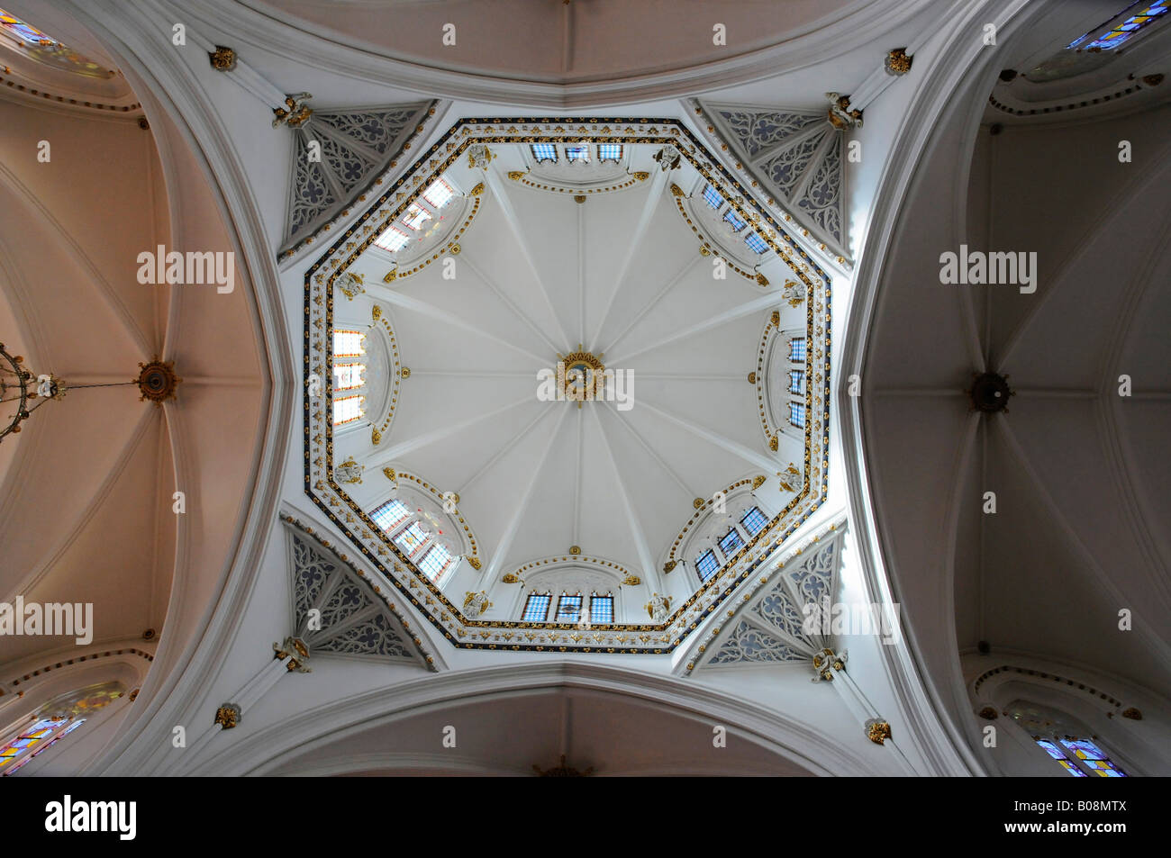 Dome, l'intérieur, l'Iglesia de la Puríssima Xiqueta Église, Benissa, Alicante, Costa Blanca, Espagne Banque D'Images