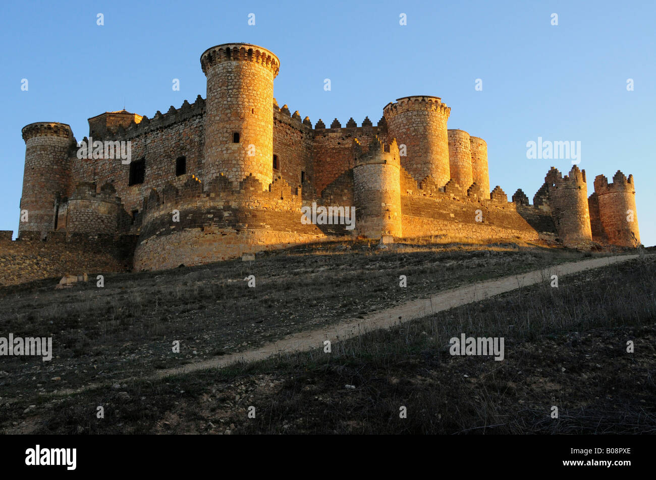 Le château Castillo de Belmonte, Belmonte, région de Castille La Manche, Espagne Banque D'Images