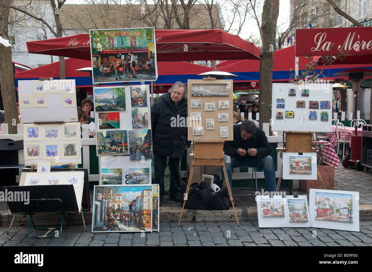 Oin d'artistes de la Place du Tertre à Montmartre Paris Banque D'Images