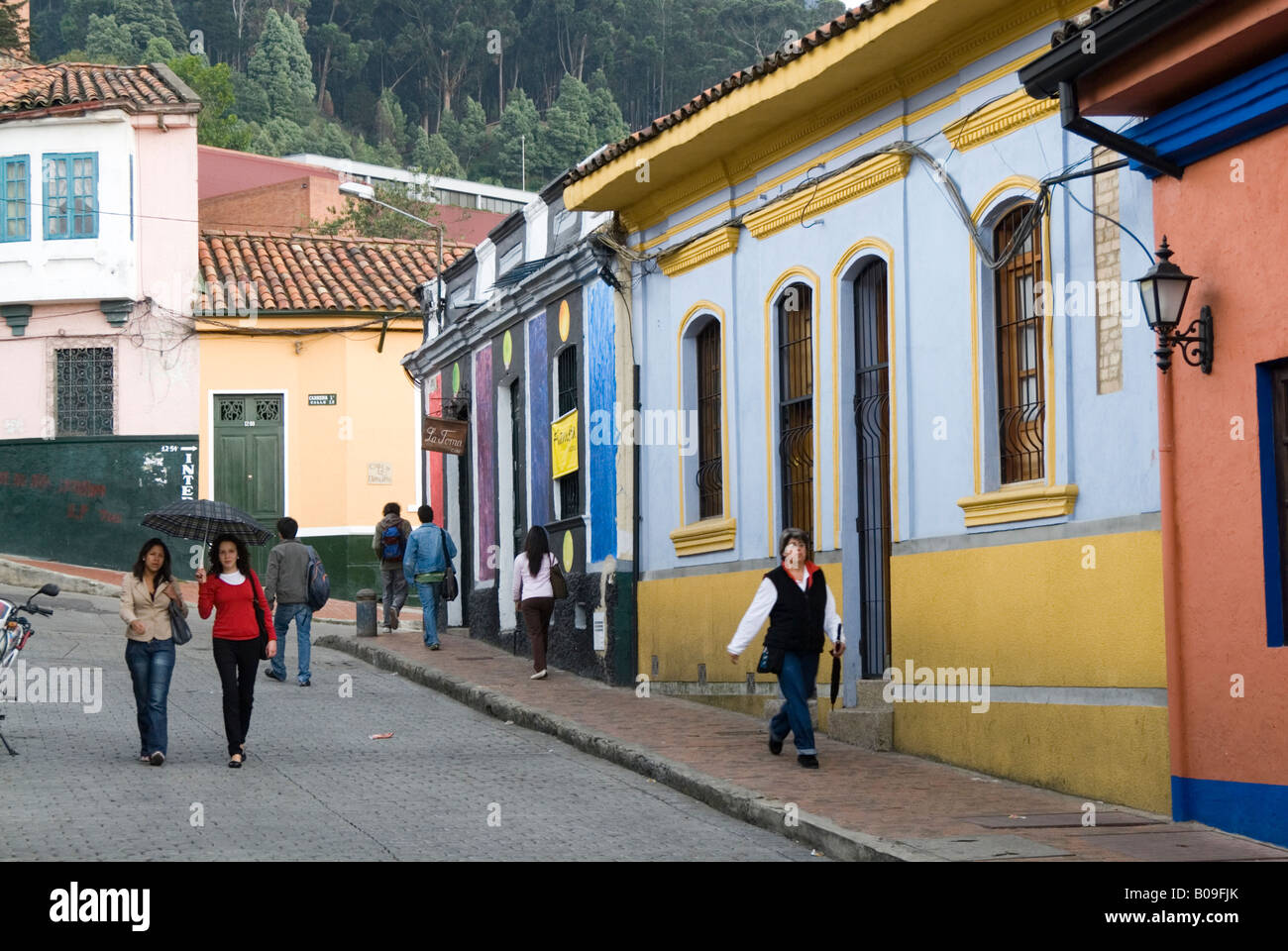 Dans la rue, La Candelaria Bogota, Colombie Banque D'Images