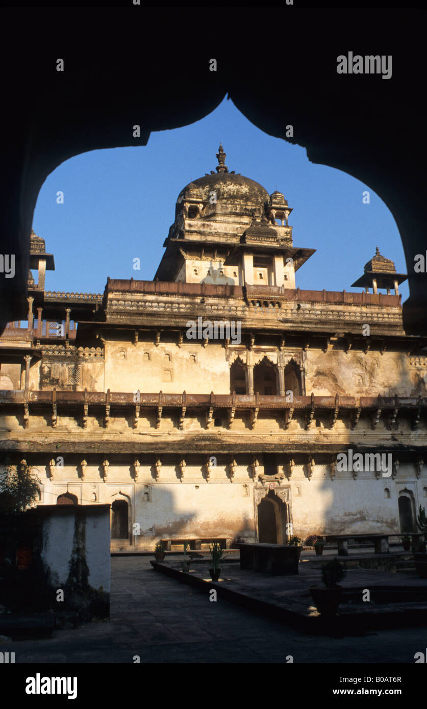 Jehangir Mahal Palace, Orchha, Madhya Pradesh, Inde Banque D'Images