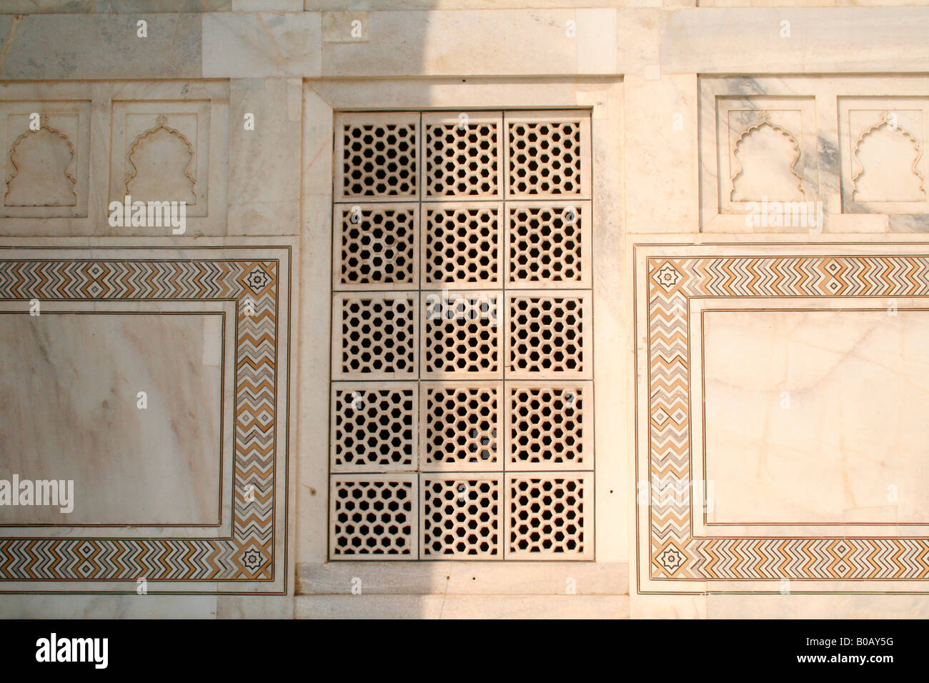 Détail de l'échafaudage dans une fenêtre à l'hôtel Taj Mahal Banque D'Images