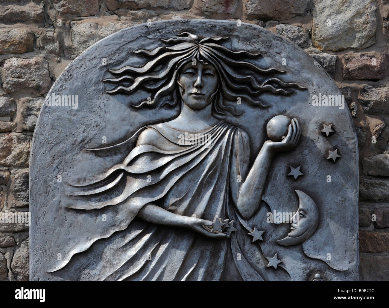 "L'esprit d''Heysham, (détail), la sculpture. Heysham inférieur, Lancashire, Angleterre, Royaume-Uni, Europe. Banque D'Images