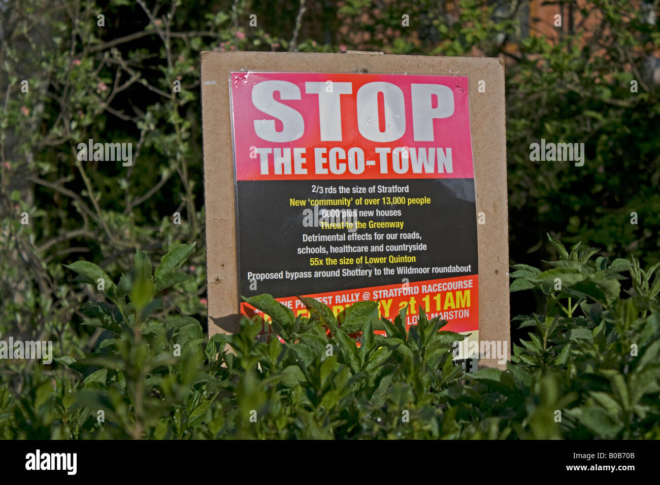 Eco arrêt ville nouvelle affiches Long Marston près de Stratford UK Banque D'Images