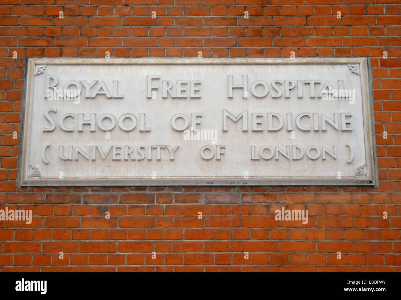 Pierres de signer : Royal Free Hospital School of Medicine, University of London, Bloomsbury, Londres, Angleterre Banque D'Images