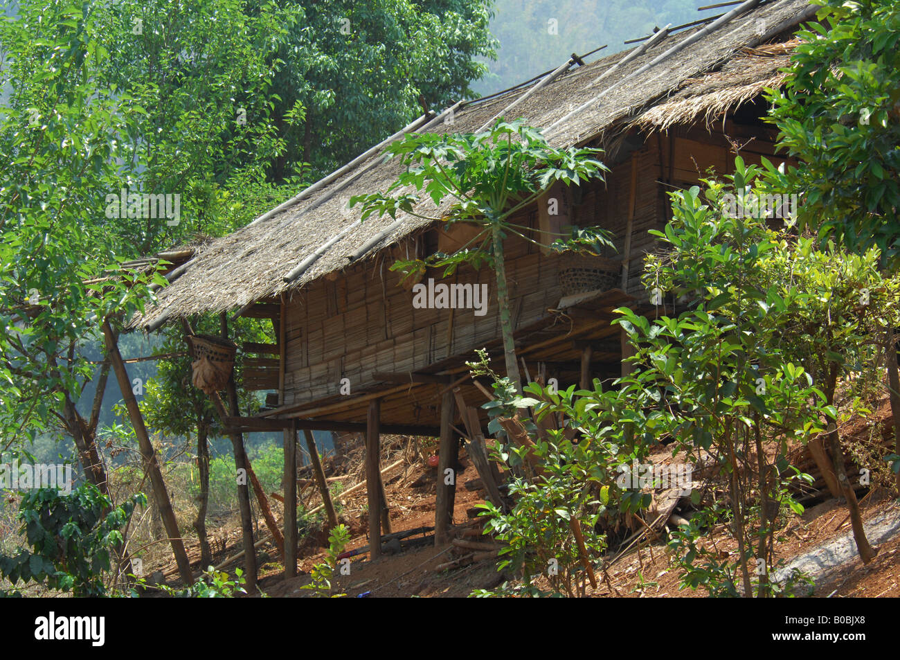 Tribus qui vivent sur le bord de la montagne, Mae Hong Son, Thaïlande Banque D'Images