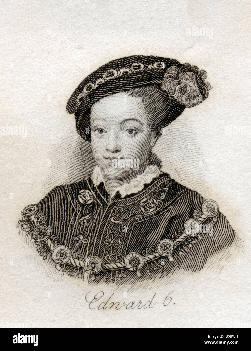 Edward VI, 1537 - 1553. Roi d'Angleterre et d'Irlande. Tiré du livre Crabbs Historical Dictionary, publié en 1825. Banque D'Images