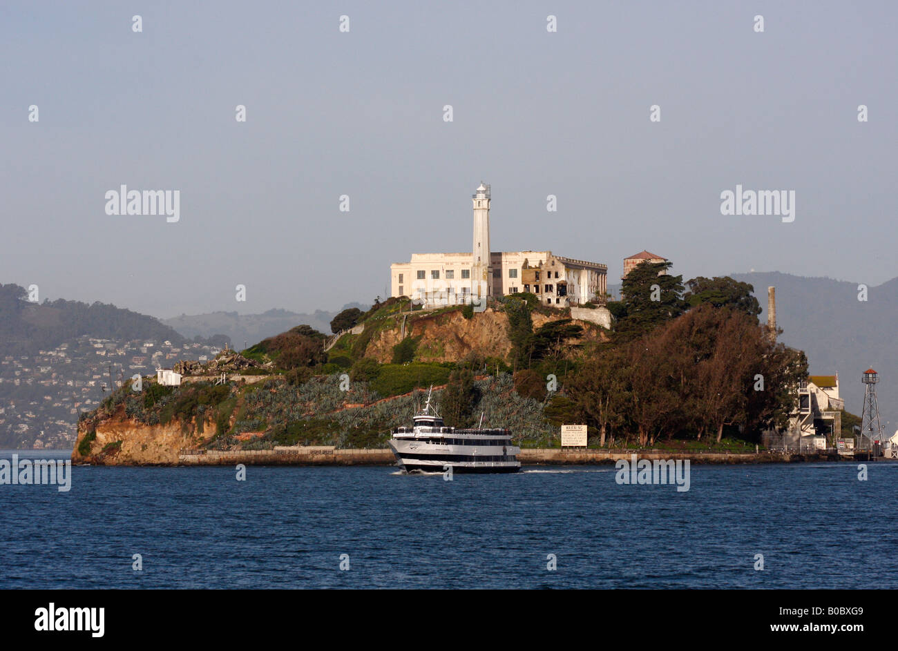 L'île d'Alcatraz et l'ancienne prison fédérale pénitentiaire Banque D'Images