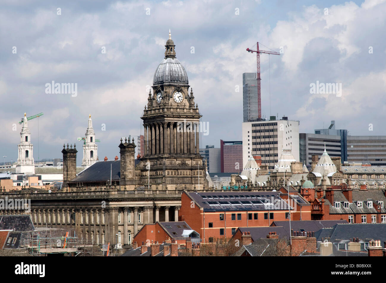 Hôtel de ville de Leeds et du quartier financier, de Leeds, dans le Nord de l'Angleterre Banque D'Images