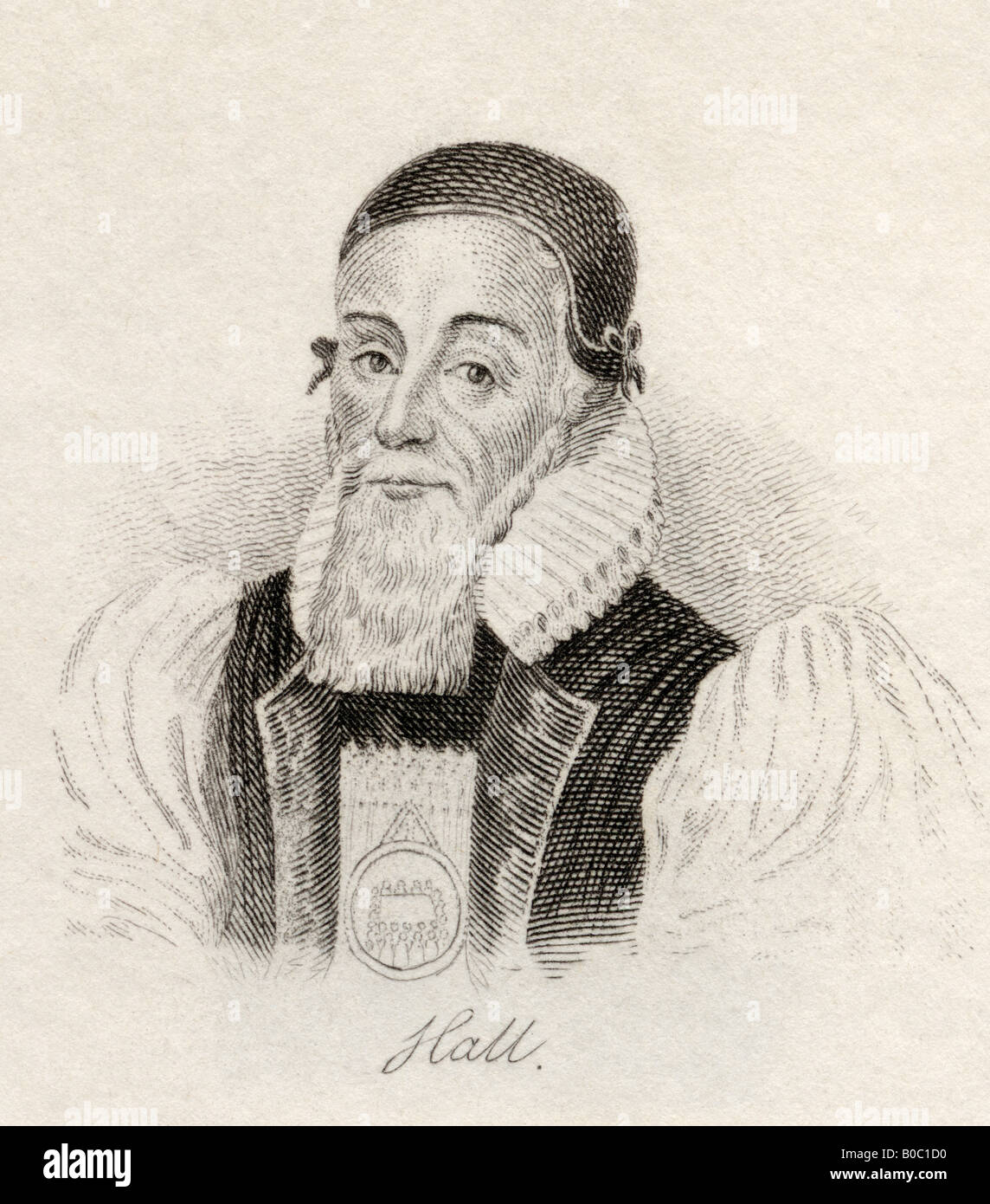 Joseph Hall, 1574-1656. Évêque et satiriste anglais. Tiré du livre Crabbs Historical Dictionary, publié en 1825. Banque D'Images