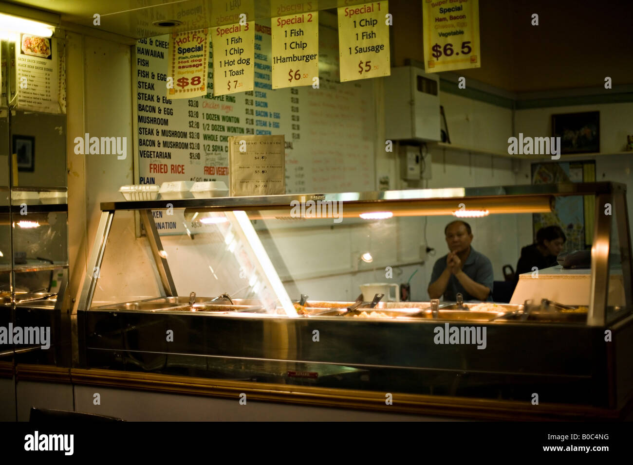 Les poissons et les plats à emporter café puce Wellington New Zealand Banque D'Images