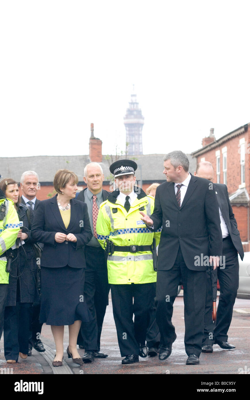 L'ancien député et ministre de l'intérieur Jacqui Smith sur une visite à Blackpool, Lancashire, UK Banque D'Images