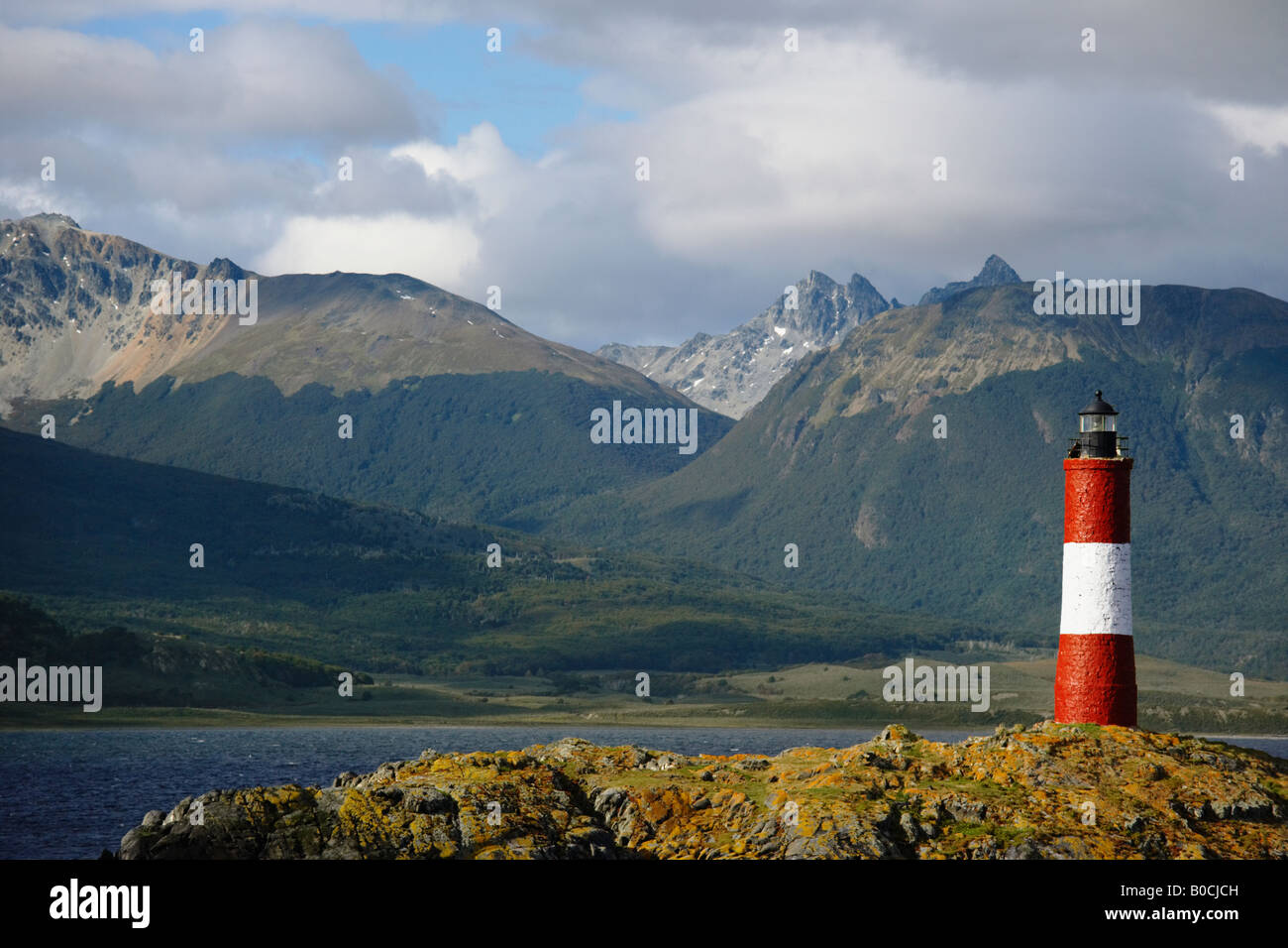 Phare de la fin du monde sur l'Isla de los Estados dans le canal de Beagle Ushuaia Patagonie Argentine Amérique du Sud Banque D'Images