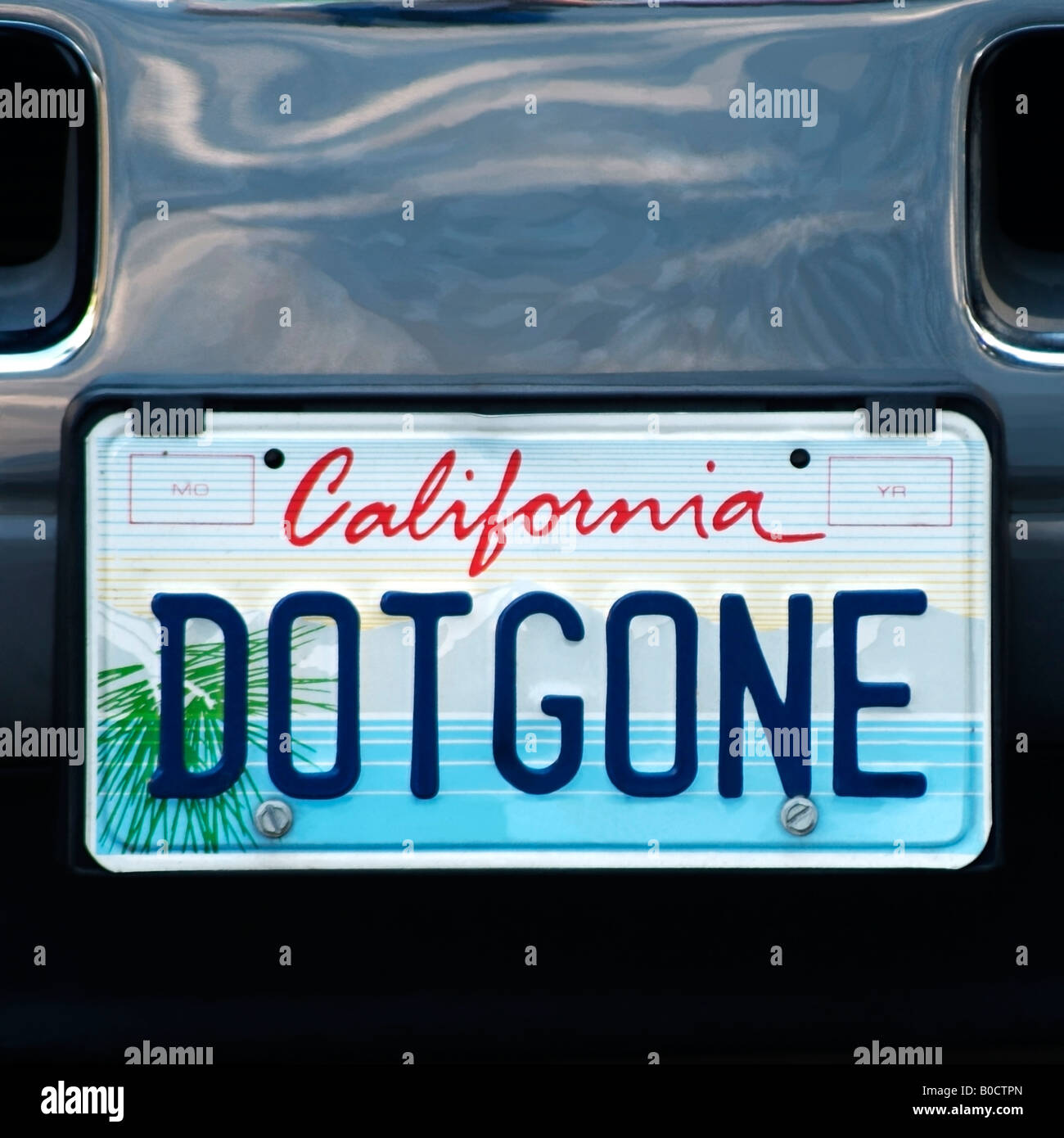 La vanité de la plaque d'auto en commentant le ralentissement économique dans l'industrie de haute technologie dans la Silicon Valley, en Californie. Banque D'Images