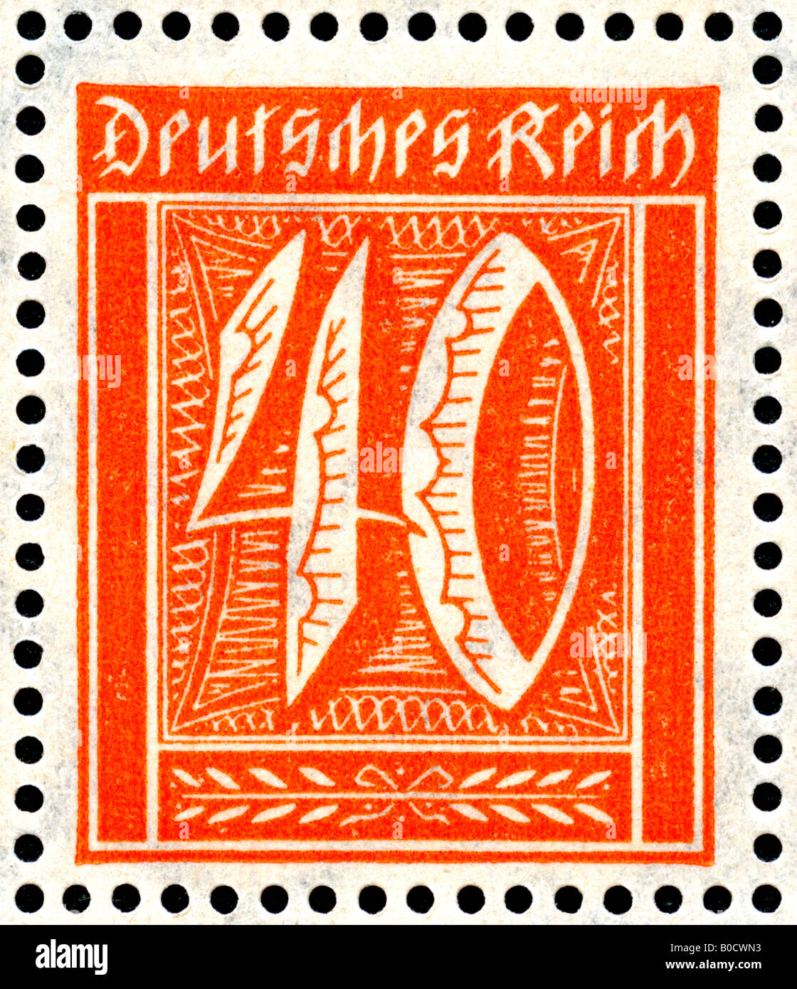 Allemand / Allemagne 1923 inutilisés hyper-inflation de 40 Reichsmark stamp. Banque D'Images